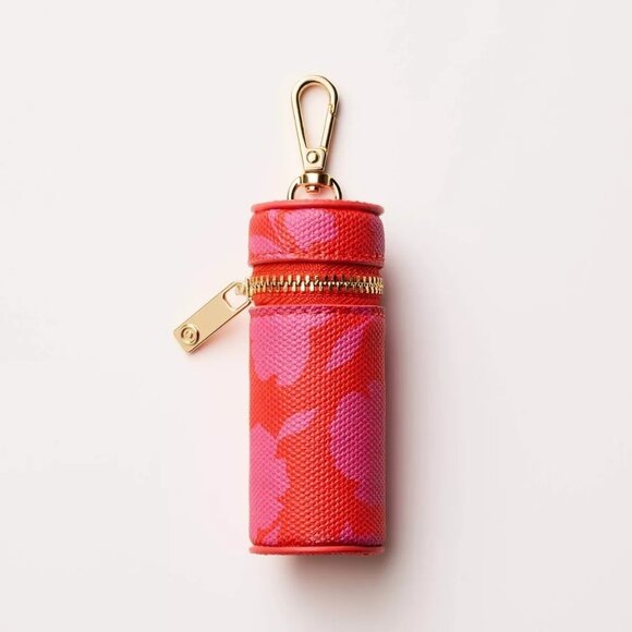 NWT kate spade new york x Target Canvas Classic Rose Lipstick Bag Charm Keychain - Picture 1 of 4
